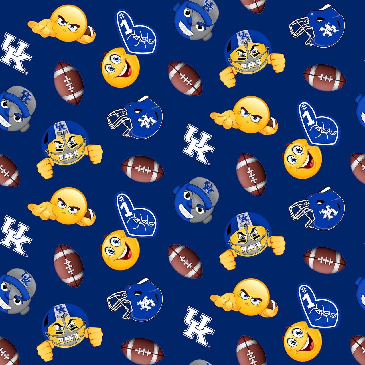 Sykel Enterprises-University of Kentucky Fleece Fabric-Kentucky Wildcats Emoji Fleece Blanket Fabric-Sold by the yard